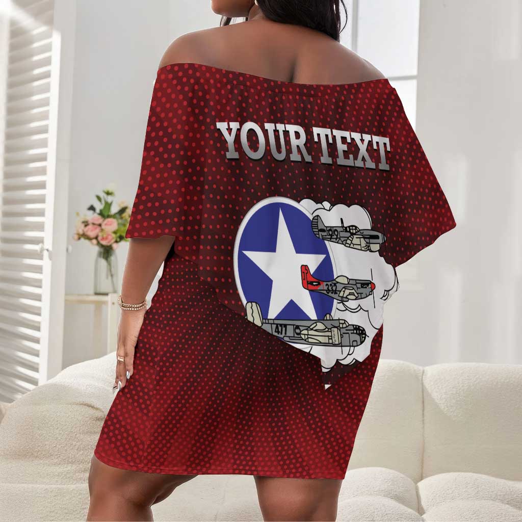Personalized Tuskegee Red Tails Airmen Off Shoulder Short Dress WWII Legacy Tribute - African Pride