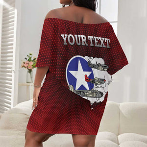 Personalized Tuskegee Red Tails Airmen Off Shoulder Short Dress WWII Legacy Tribute - African Pride