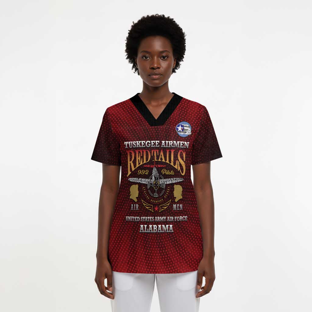 Personalized Red Tails Legacy Scrub Top Tuskegee Airmen WWII Heroes - African Pride
