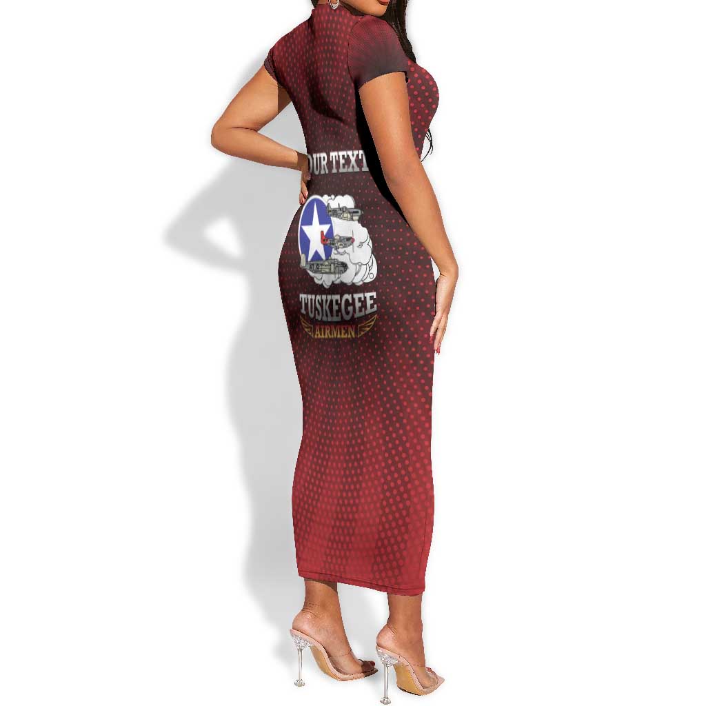 Personalized Tuskegee Red Tails Airmen Short Sleeve Bodycon Dress WWII Legacy Tribute - African Pride