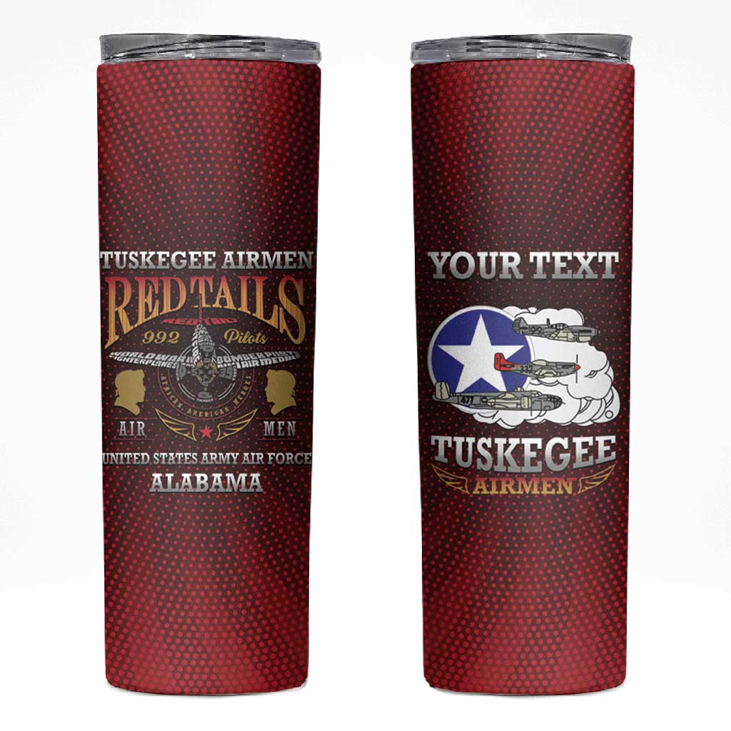 Personalized Tuskegee Red Tails Airmen Skinny Tumbler WWII Legacy Tribute - African Pride