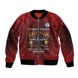 Personalized Tuskegee Red Tails Airmen Sleeve Zip Bomber Jacket WWII Legacy Tribute - African Pride