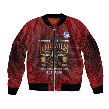 Personalized Tuskegee Red Tails Airmen Sleeve Zip Bomber Jacket WWII Legacy Tribute - African Pride