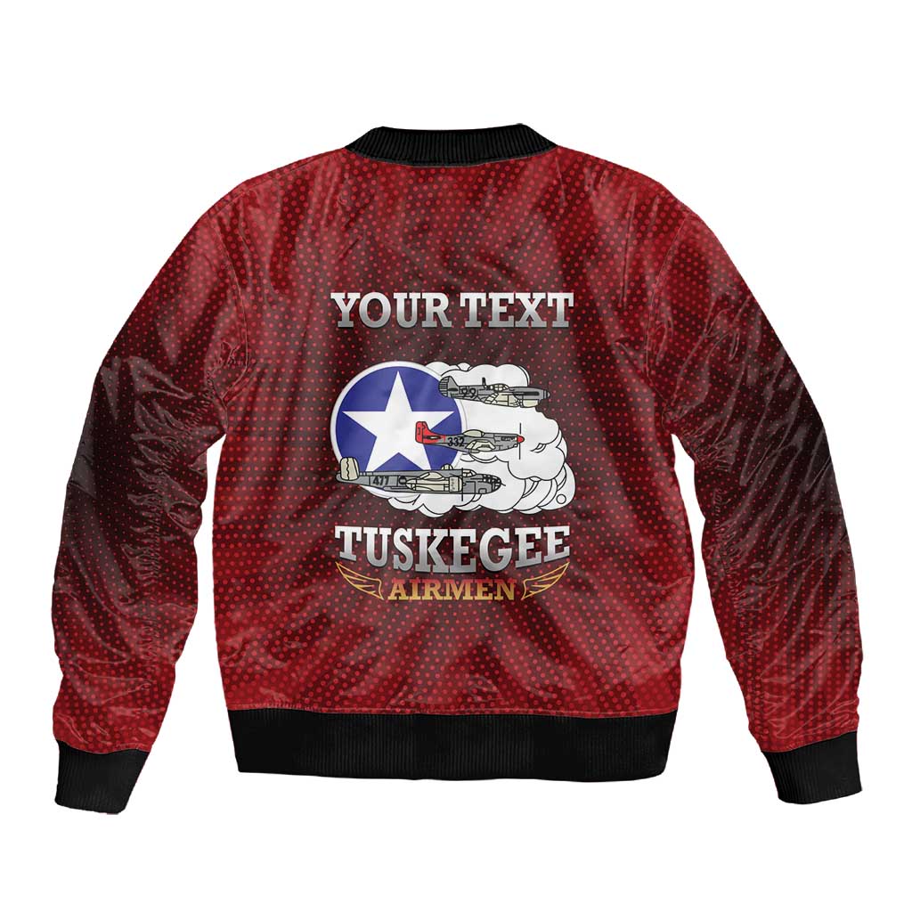 Personalized Tuskegee Red Tails Airmen Sleeve Zip Bomber Jacket WWII Legacy Tribute - African Pride