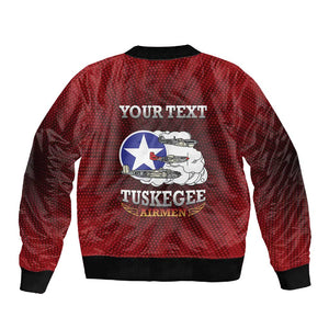 Personalized Tuskegee Red Tails Airmen Sleeve Zip Bomber Jacket WWII Legacy Tribute - African Pride