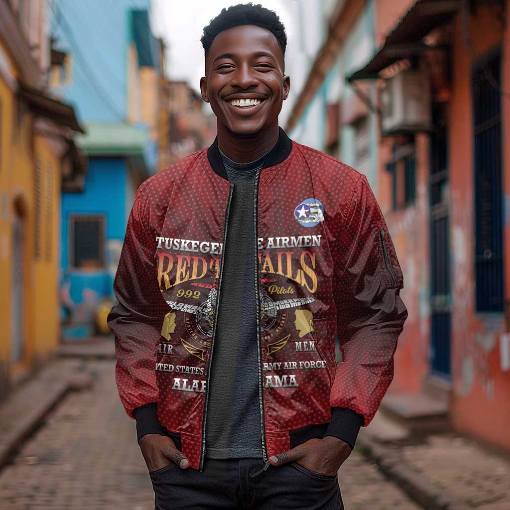 Personalized Tuskegee Red Tails Airmen Sleeve Zip Bomber Jacket WWII Legacy Tribute - African Pride