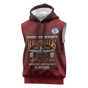 Personalized Tuskegee Red Tails Airmen Sleeveless Hoodie WWII Legacy Tribute - African Pride