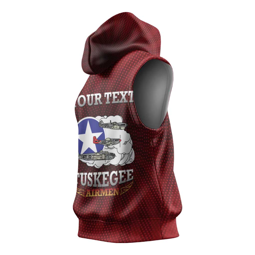 Personalized Tuskegee Red Tails Airmen Sleeveless Hoodie WWII Legacy Tribute - African Pride