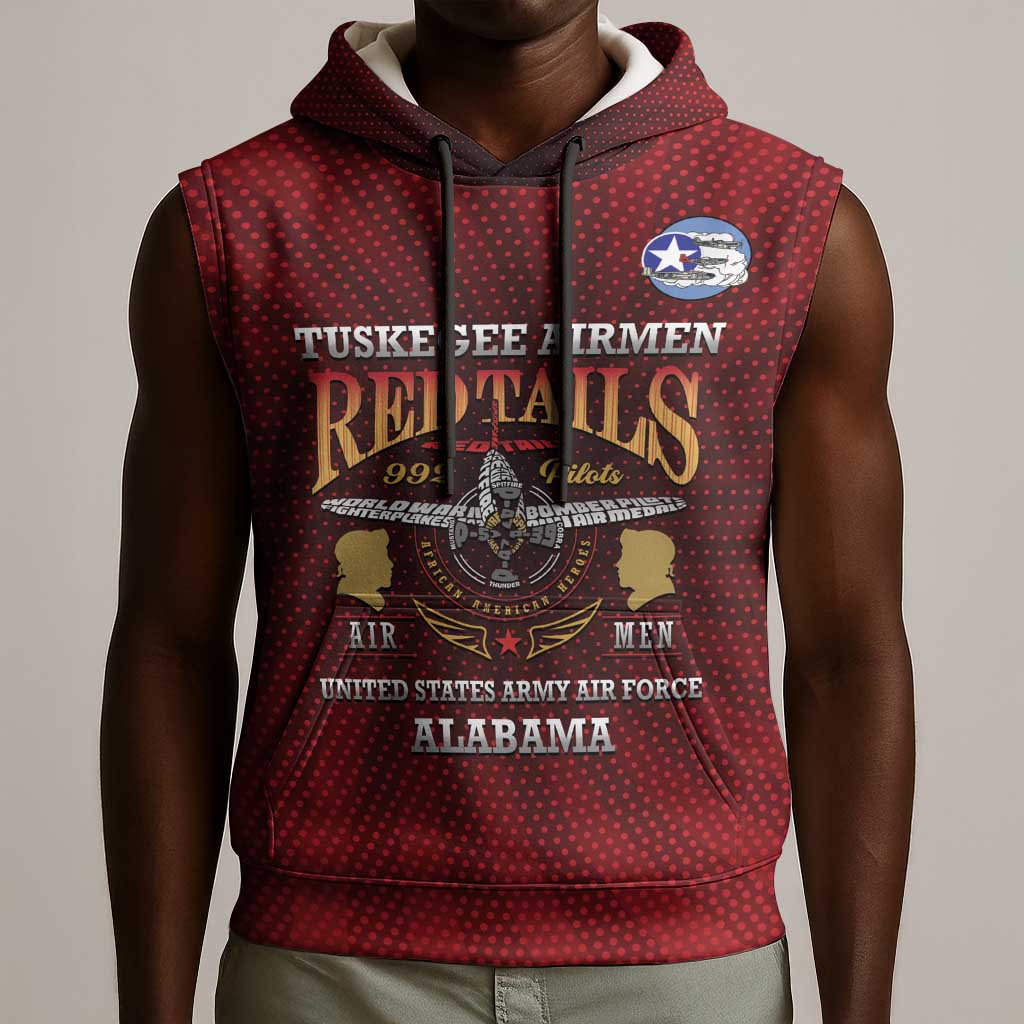 Personalized Tuskegee Red Tails Airmen Sleeveless Hoodie WWII Legacy Tribute - African Pride