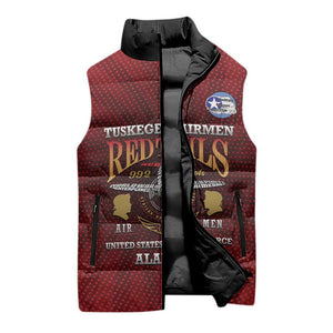 Personalized Red Tails Legacy Sleeveless Puffer Jacket Tuskegee Airmen WWII Heroes