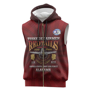 Personalized Tuskegee Red Tails Airmen Sleeveless Zip Hoodie WWII Legacy Tribute - African Pride