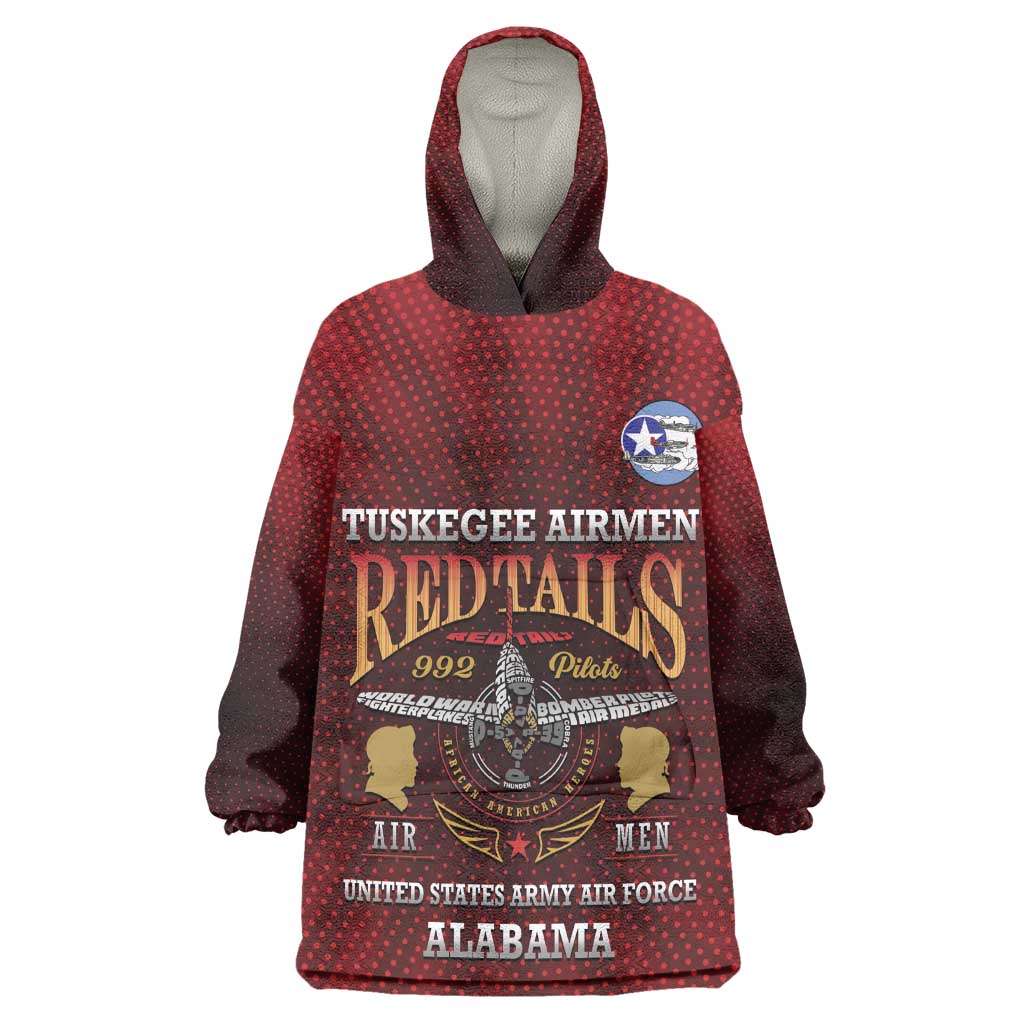 Personalized Tuskegee Red Tails Airmen Wearable Blanket Hoodie WWII Legacy Tribute - African Pride