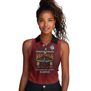 Personalized Tuskegee Red Tails Airmen Women Sleeveless Polo Shirt WWII Legacy Tribute - African Pride