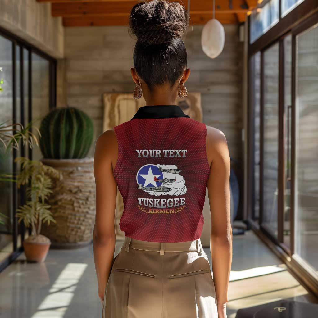 Personalized Tuskegee Red Tails Airmen Women Sleeveless Polo Shirt WWII Legacy Tribute - African Pride