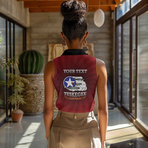 Personalized Tuskegee Red Tails Airmen Women Sleeveless Polo Shirt WWII Legacy Tribute - African Pride