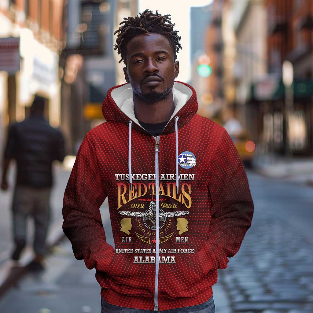 Personalized Tuskegee Red Tails Airmen Zip Hoodie WWII Legacy Tribute - African Pride