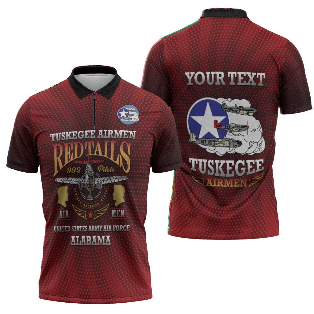 Personalized Red Tails Legacy Zipper Polo Shirt Tuskegee Airmen WWII Heroes