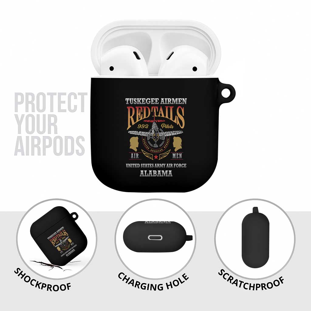 Red Tails Legacy AirPods Case Tuskegee Airmen WWII Heroes - Black Color