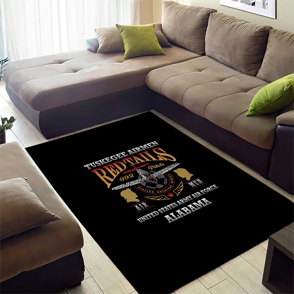 Red Tails Legacy Area Rug WWII Legacy Tribute - Black Color - African Pride