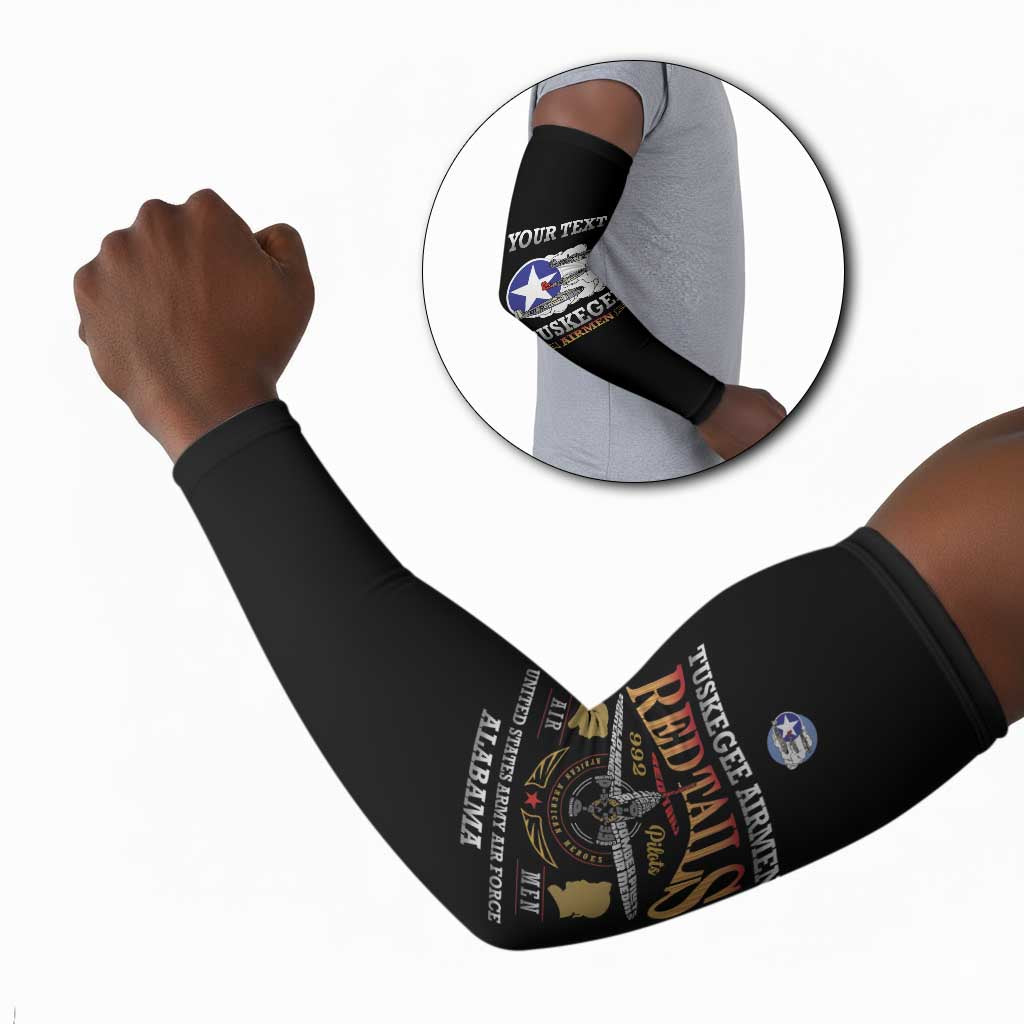Personalized Red Tails Legacy Arm Sleeves Tuskegee Airmen WWII Heroes - Black Color