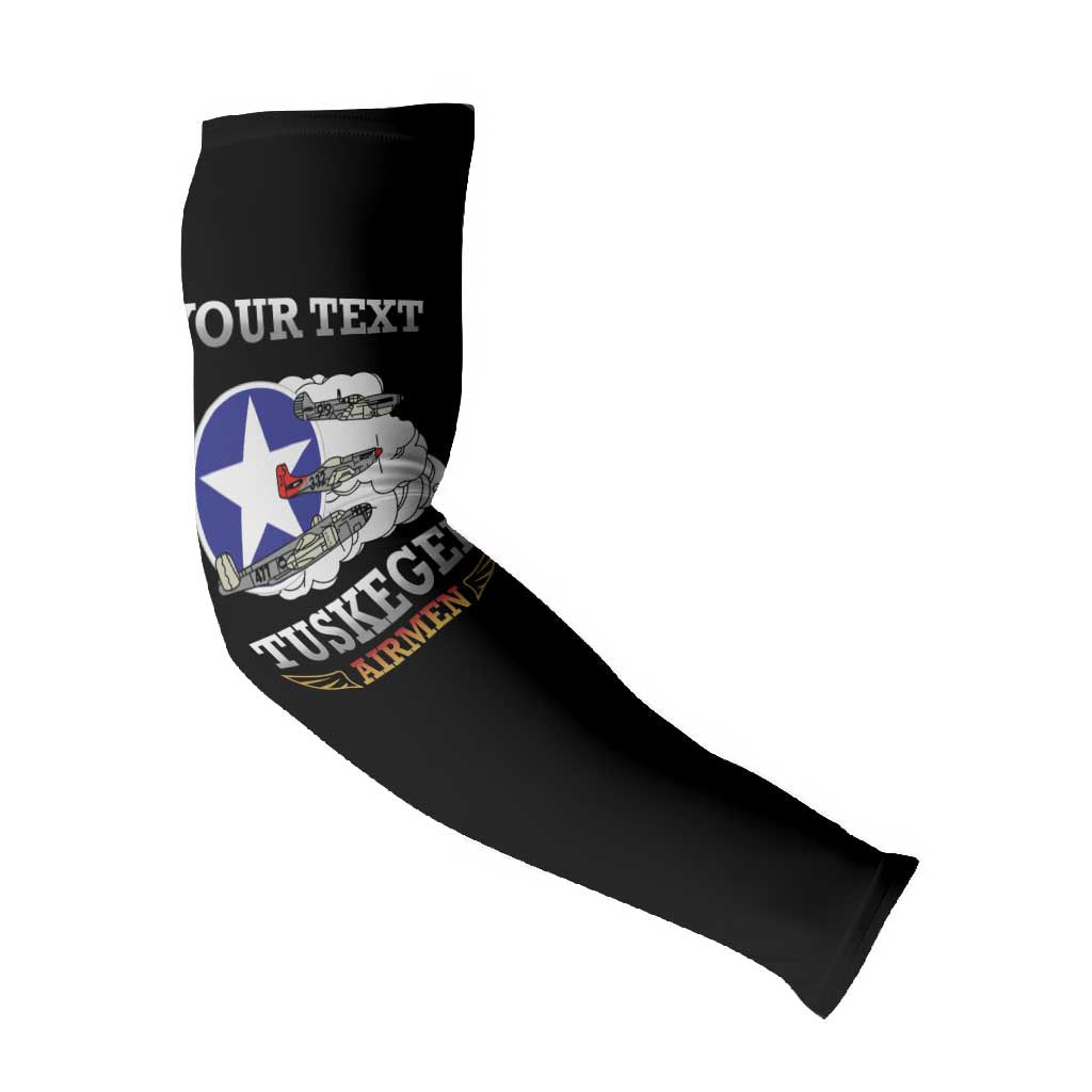 Personalized Red Tails Legacy Arm Sleeves Tuskegee Airmen WWII Heroes - Black Color
