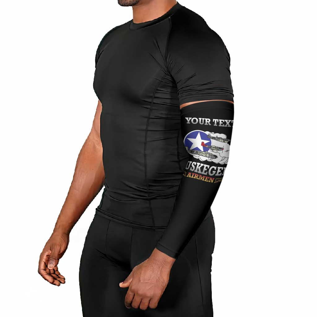 Personalized Red Tails Legacy Arm Sleeves Tuskegee Airmen WWII Heroes - Black Color