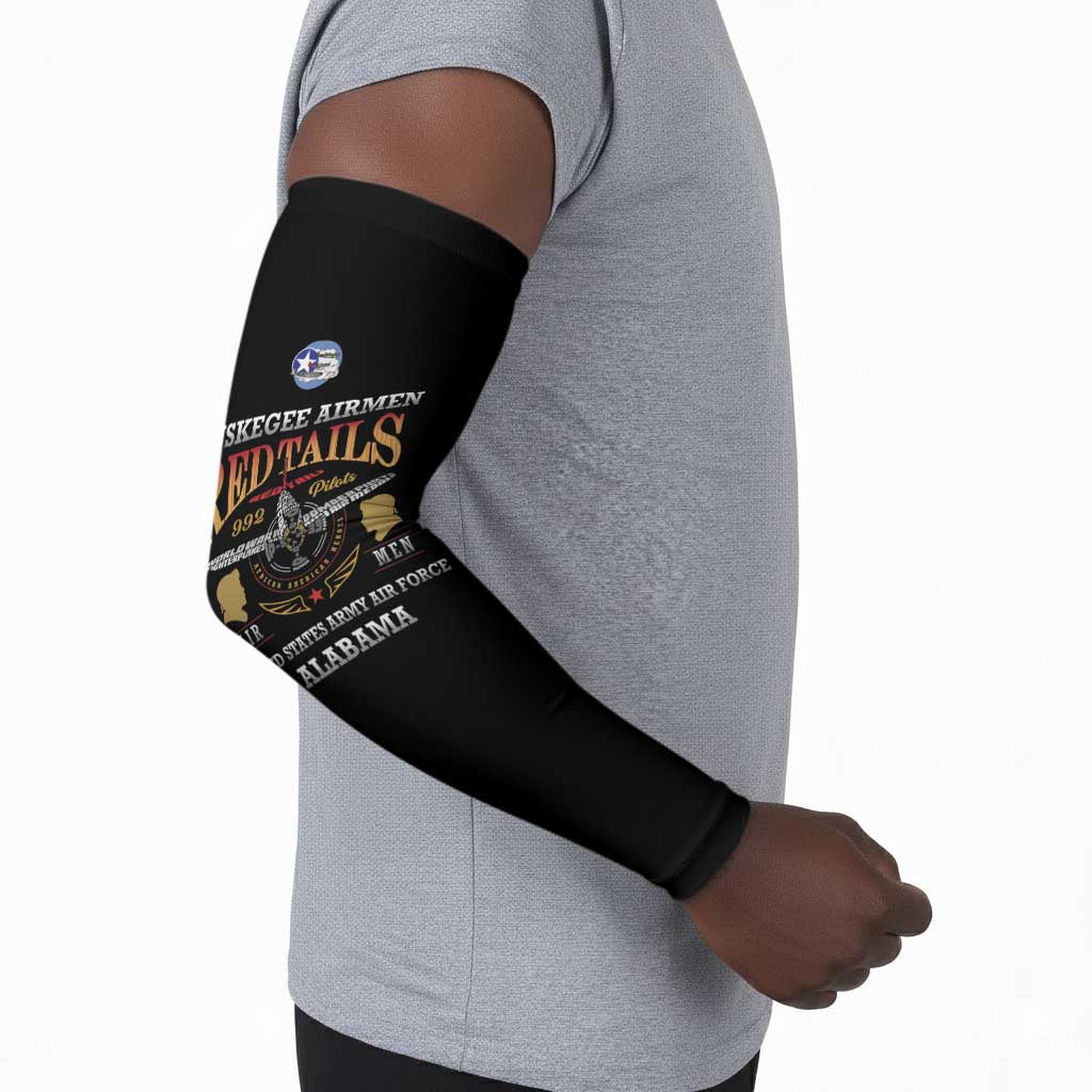 Personalized Red Tails Legacy Arm Sleeves Tuskegee Airmen WWII Heroes - Black Color