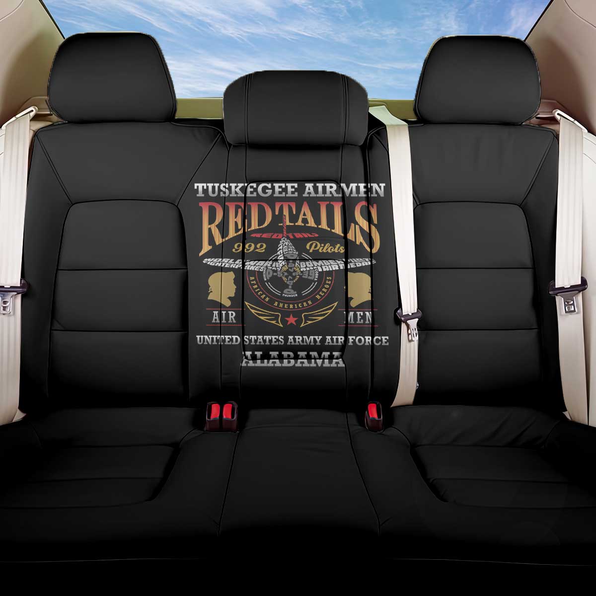 Red Tails Legacy Back Car Seat Cover WWII Legacy Tribute - Black Color - African Pride