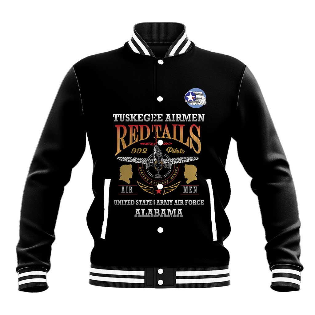 Personalized Red Tails Legacy Baseball Jacket WWII Legacy Tribute - Black Color - African Pride