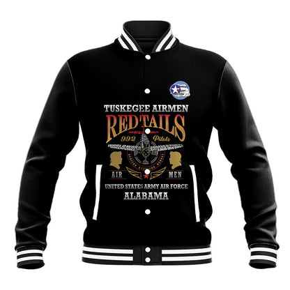 Personalized Red Tails Legacy Baseball Jacket WWII Legacy Tribute - Black Color - African Pride