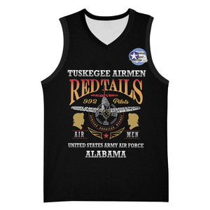 Personalized Red Tails Legacy Basketball Jersey WWII Legacy Tribute - Black Color - African Pride