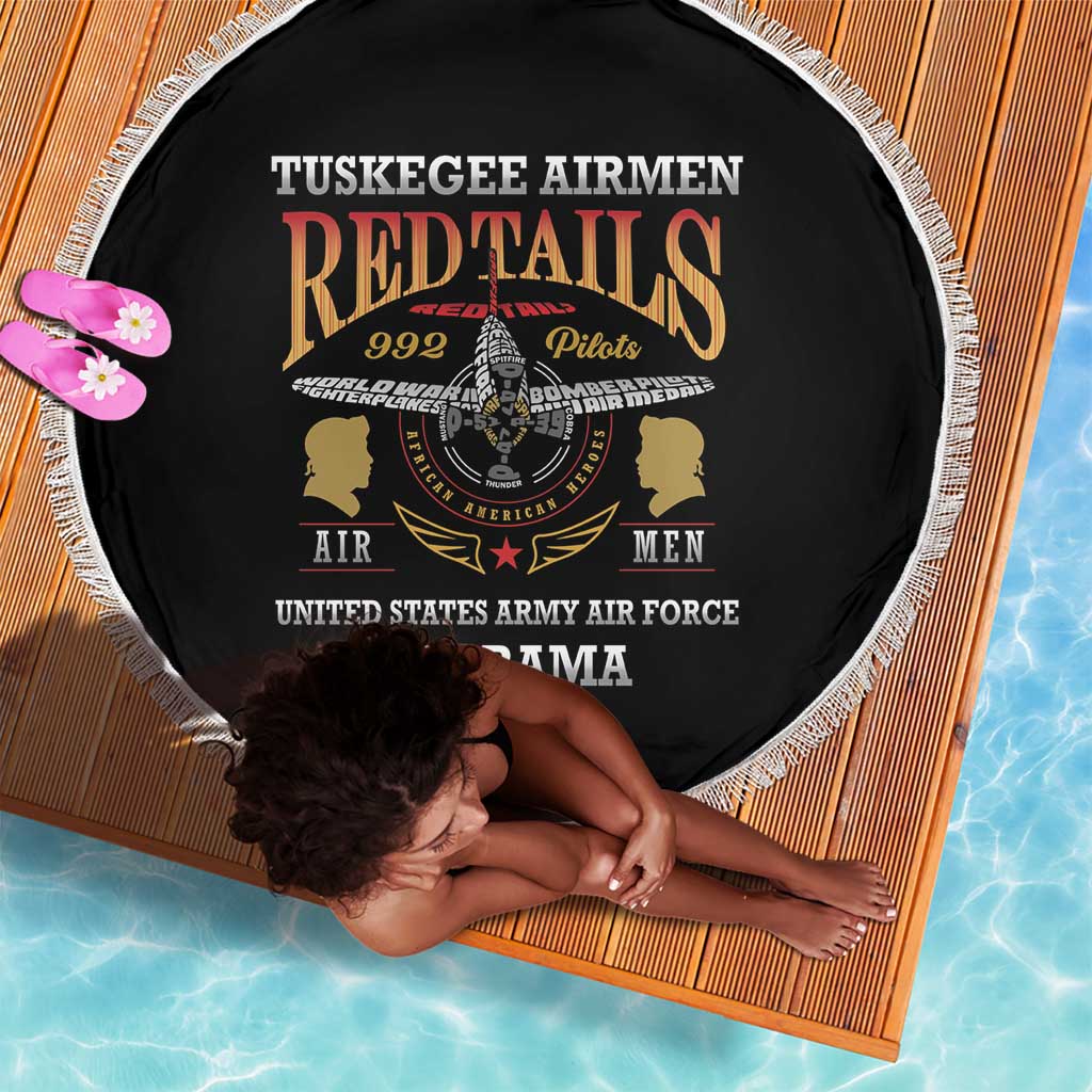 Red Tails Legacy Beach Blanket WWII Legacy Tribute - Black Color - African Pride