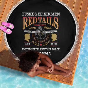 Red Tails Legacy Beach Blanket WWII Legacy Tribute - Black Color - African Pride