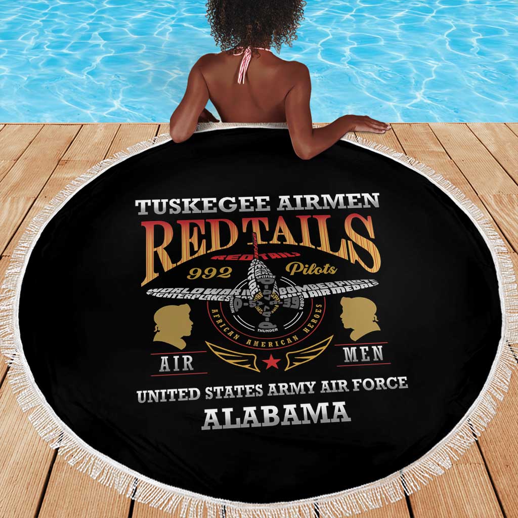 Red Tails Legacy Beach Blanket WWII Legacy Tribute - Black Color - African Pride