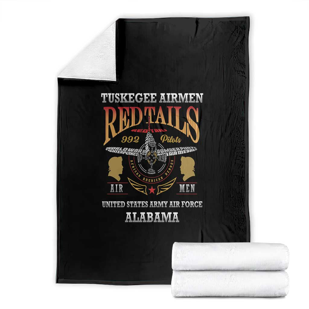 Red Tails Legacy Blanket WWII Legacy Tribute - Black Color - African Pride