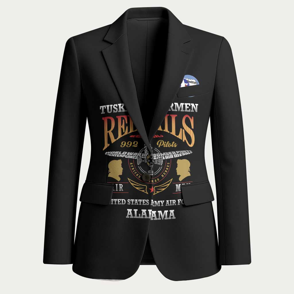 Personalized Red Tails Legacy Blazer Tuskegee Airmen WWII Heroes - Black Color