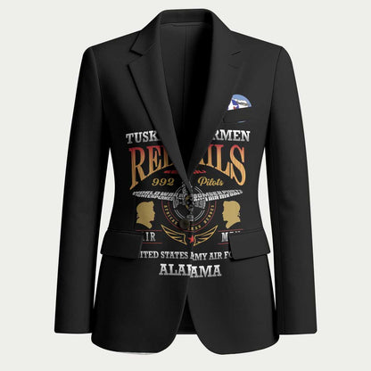 Personalized Red Tails Legacy Blazer Tuskegee Airmen WWII Heroes - Black Color