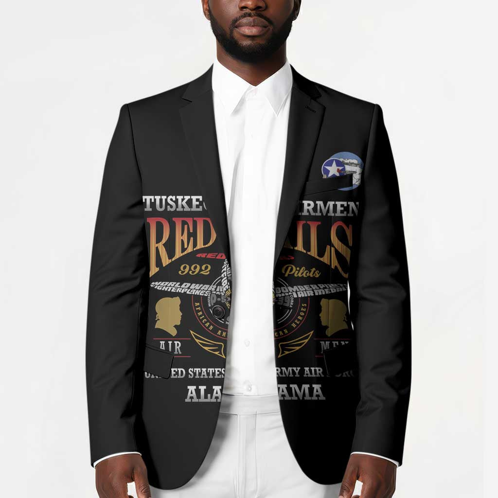 Personalized Red Tails Legacy Blazer Tuskegee Airmen WWII Heroes - Black Color