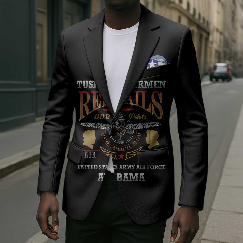 Personalized Red Tails Legacy Blazer Tuskegee Airmen WWII Heroes - Black Color
