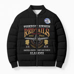 Personalized Red Tails Legacy Bomber Puffer Jacket Tuskegee Airmen WWII Heroes - Black Color