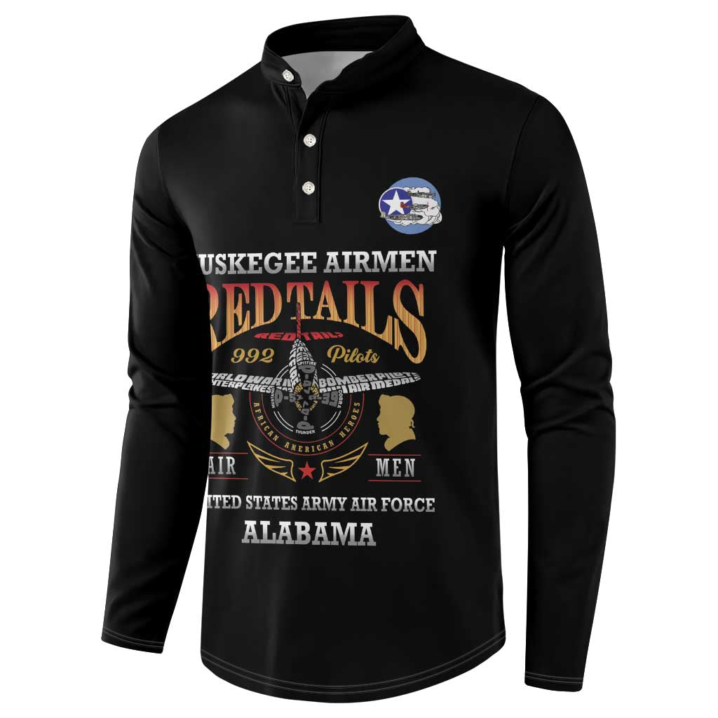 Personalized Red Tails Legacy Button Sweatshirt Tuskegee Airmen WWII Heroes - Black Color