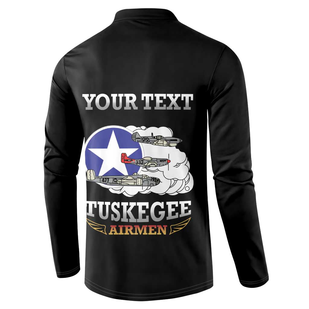Personalized Red Tails Legacy Button Sweatshirt Tuskegee Airmen WWII Heroes - Black Color