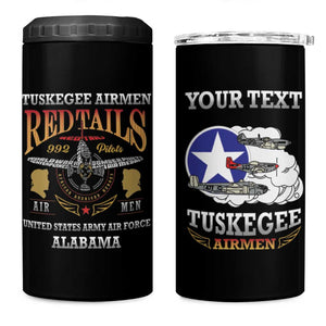 Personalized Red Tails Legacy 4 in 1 Can Cooler Tumbler WWII Legacy Tribute - Black Color - African Pride