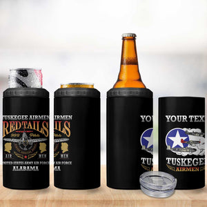 Personalized Red Tails Legacy 4 in 1 Can Cooler Tumbler WWII Legacy Tribute - Black Color - African Pride
