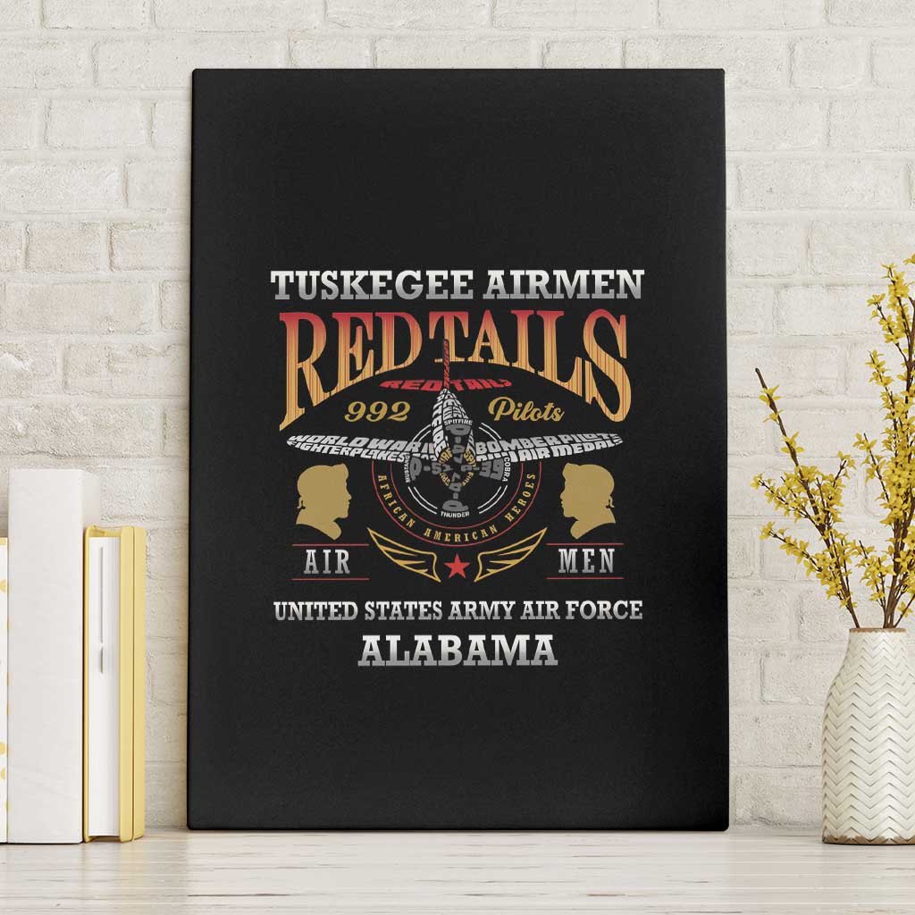 Red Tails Legacy Canvas Wall Art WWII Legacy Tribute - Black Color - African Pride