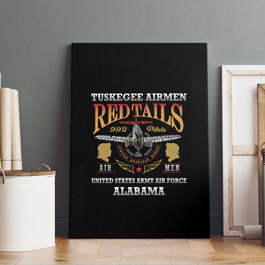 Red Tails Legacy Canvas Wall Art WWII Legacy Tribute - Black Color - African Pride