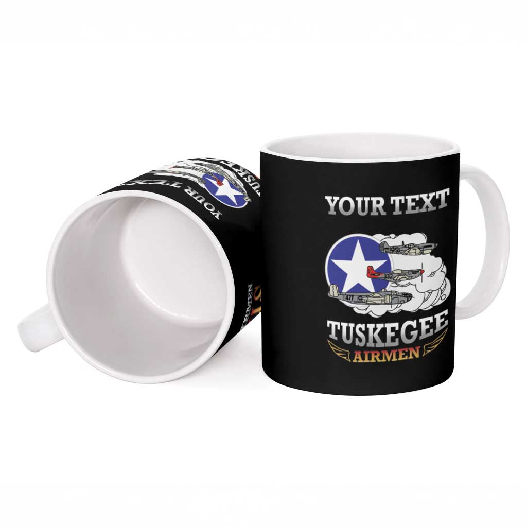 Personalized Red Tails Legacy Ceramic Mug Tuskegee Airmen WWII Heroes - Black Color