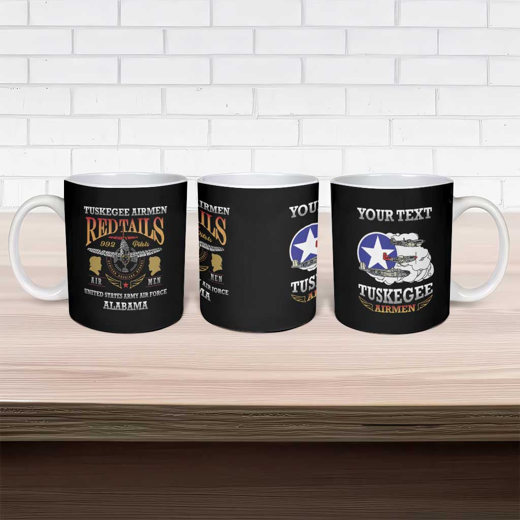 Personalized Red Tails Legacy Ceramic Mug Tuskegee Airmen WWII Heroes - Black Color