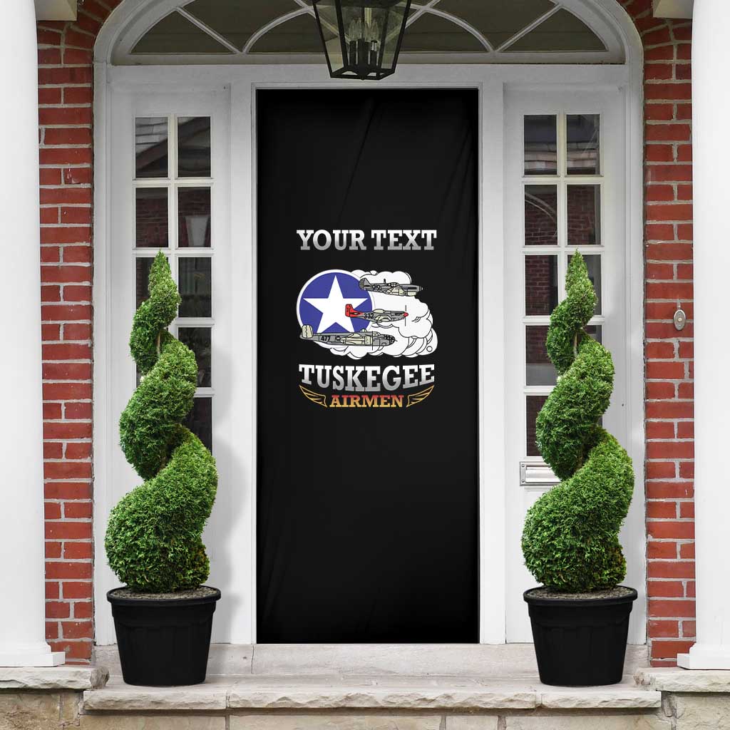 Personalized Red Tails Legacy Door Cover Tuskegee Airmen WWII Heroes - Black Color