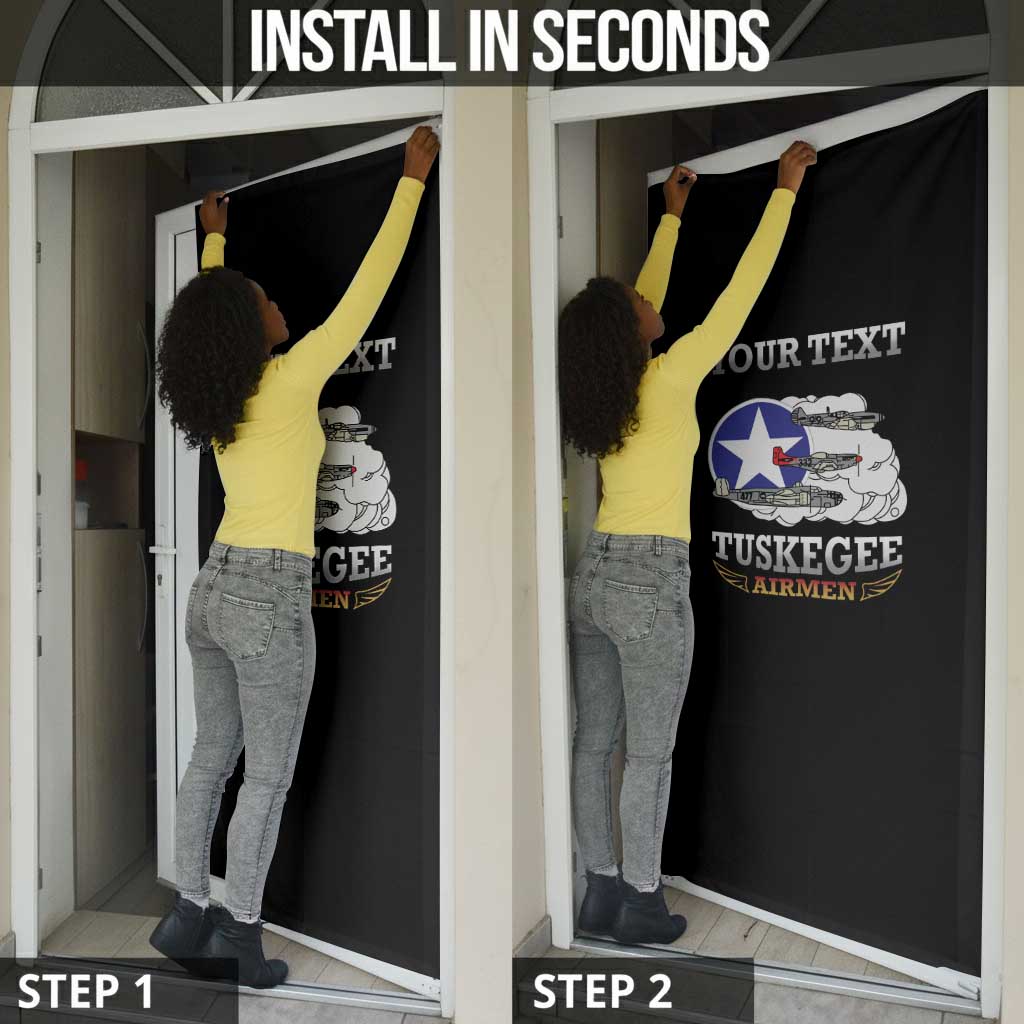 Personalized Red Tails Legacy Door Cover Tuskegee Airmen WWII Heroes - Black Color